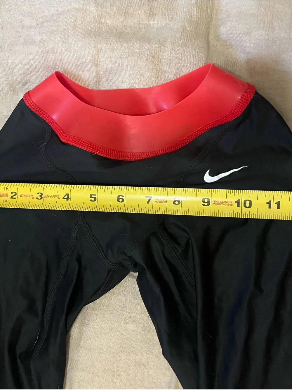 Nike Men’s Black Swim Leggings with Red Waistband